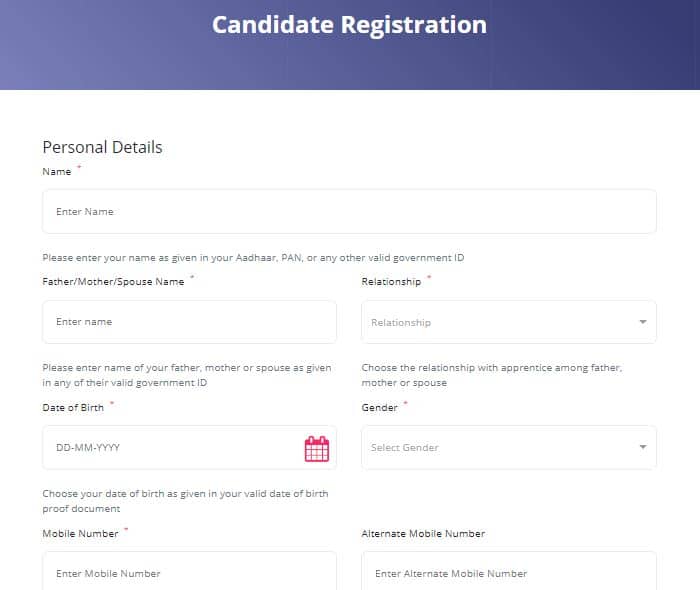 Apprenticeship Training Candidate Registration