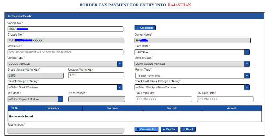 Other State Border Entry Vehicle Road Tax Online Payment Methods in Hindi
