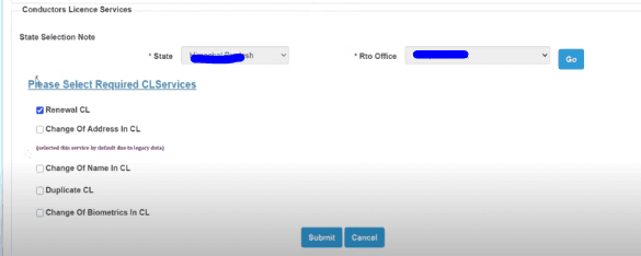 Online Haryana Conductor Licence Renew form Apply in Hind