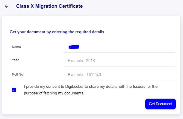 Migration certificate online download