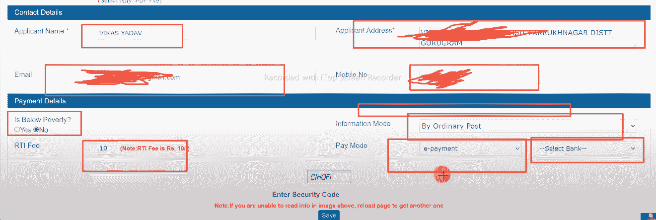 RTI Online Haryana Filling process in hindi