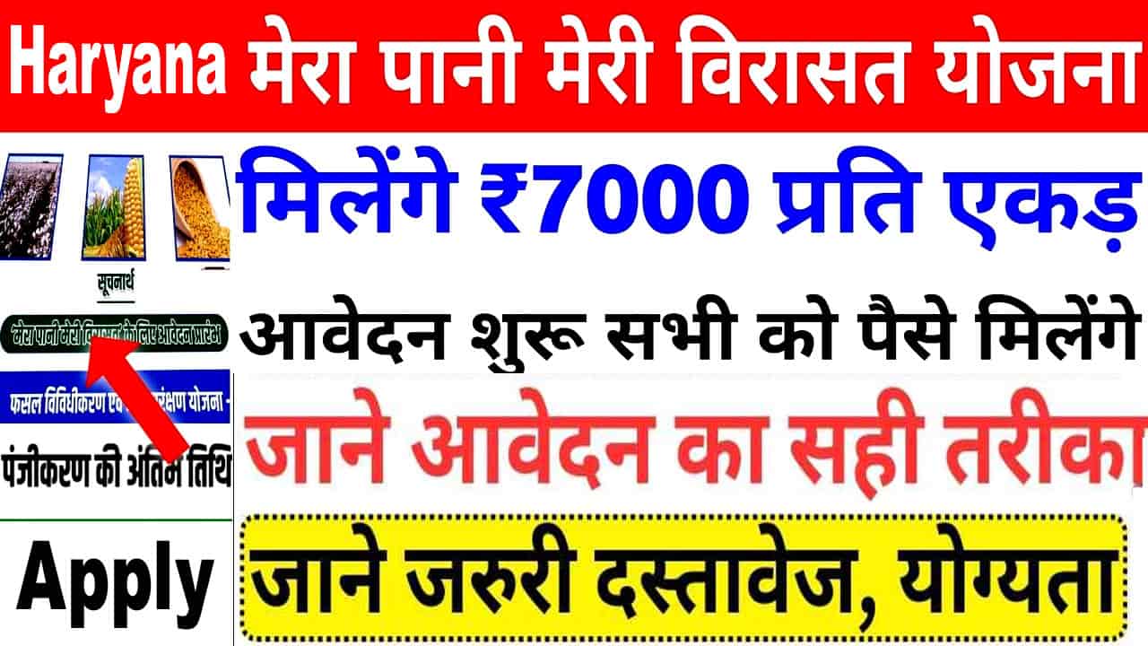 मेरा पानी मेरी विरासत योजना हरियाणा 2025 आवेदन। Mera Pani Meri Virasat Yojana लाभ, पात्रता और दस्तावेज।