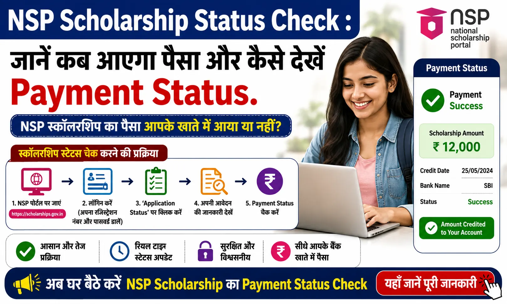 NSP Scholarship Status Check जानें कब आएगा पैसा और कैसे देखें Payment Status.