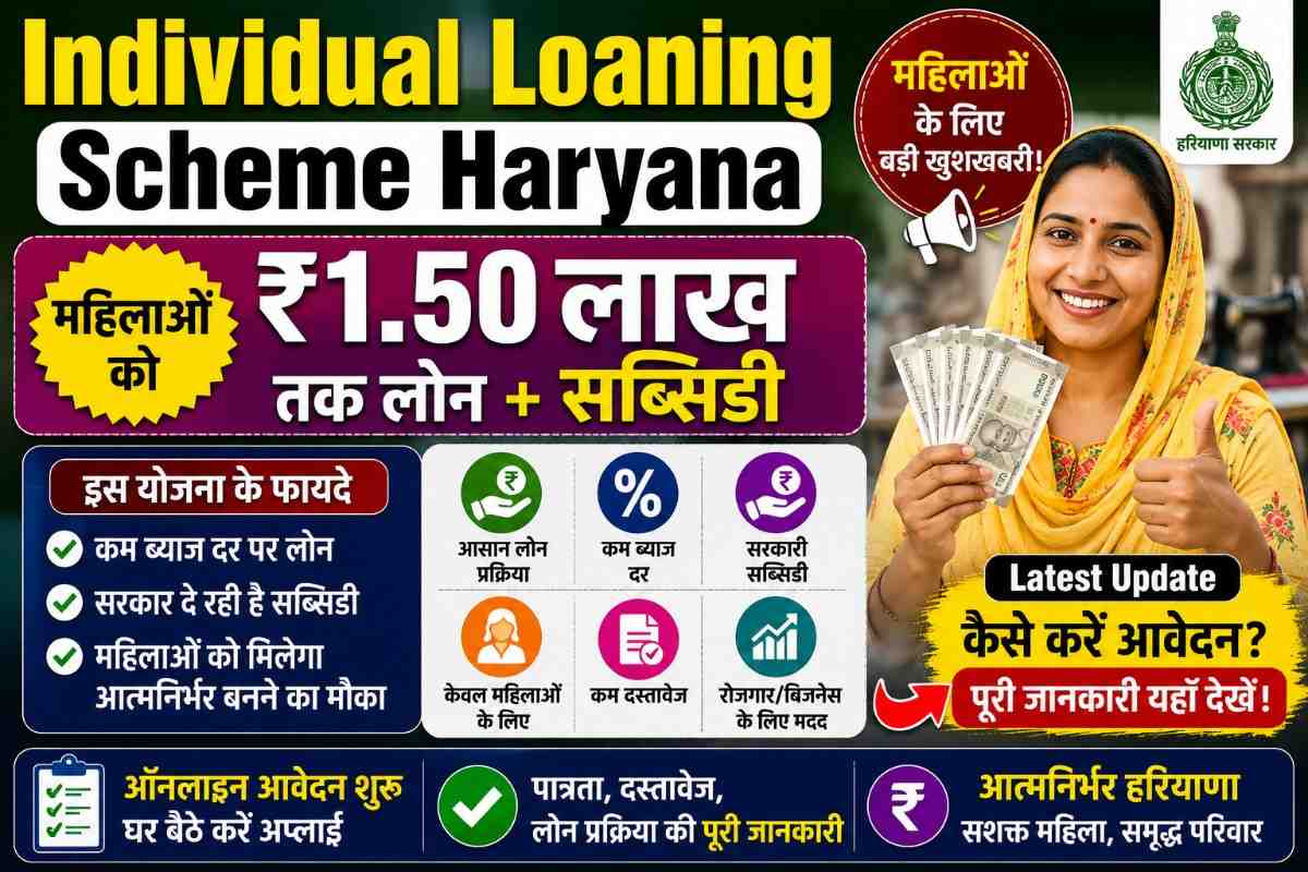 Individual Loaning Scheme Haryana महिलाओं को ₹1.50 लाख तक लोन + सब्सिडी – Latest Update.