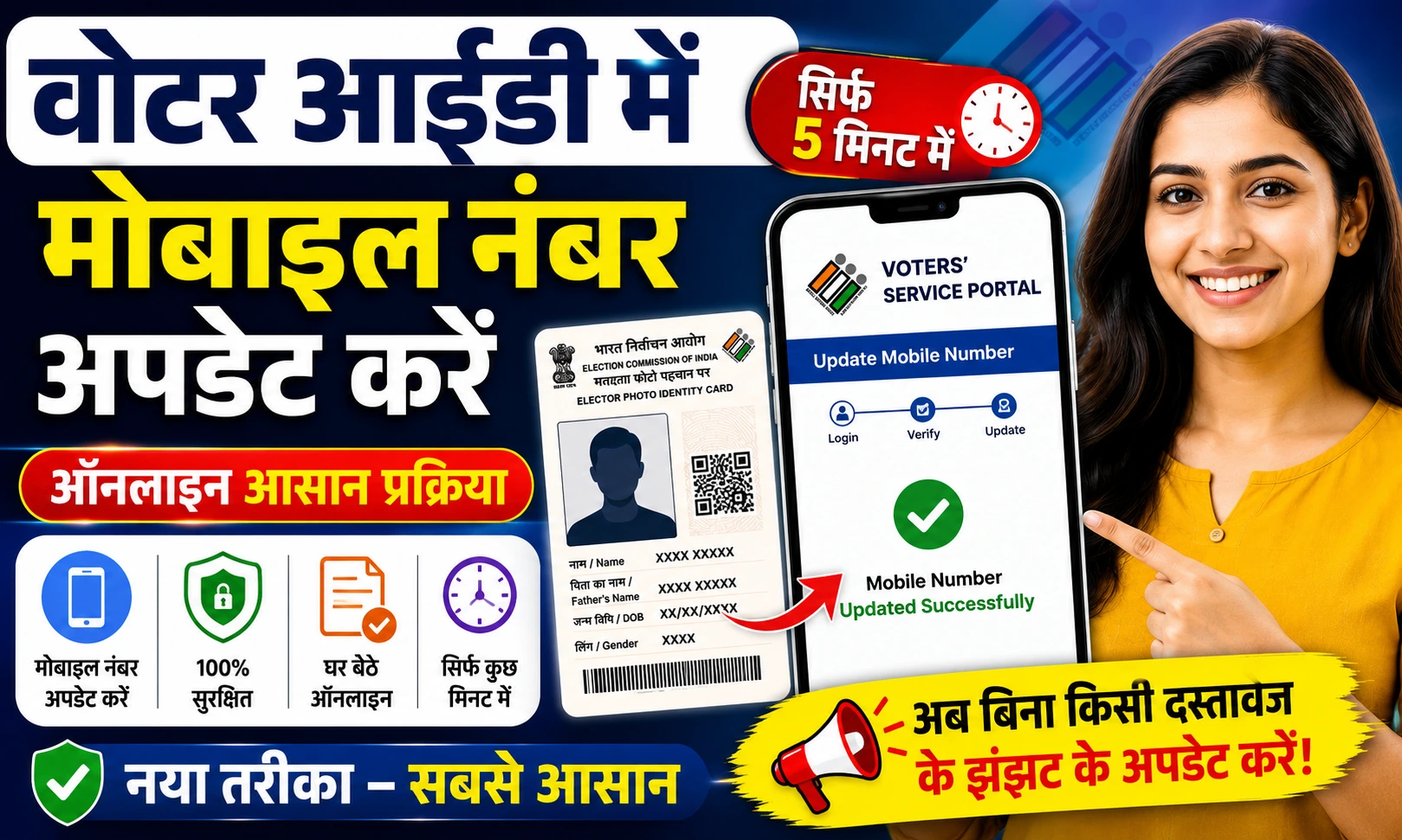 वोटर आईडी में मोबाइल नंबर कैसे जोड़ें 2026 में स्टेप-बाय-स्टेप ऑनलाइन प्रक्रिया.