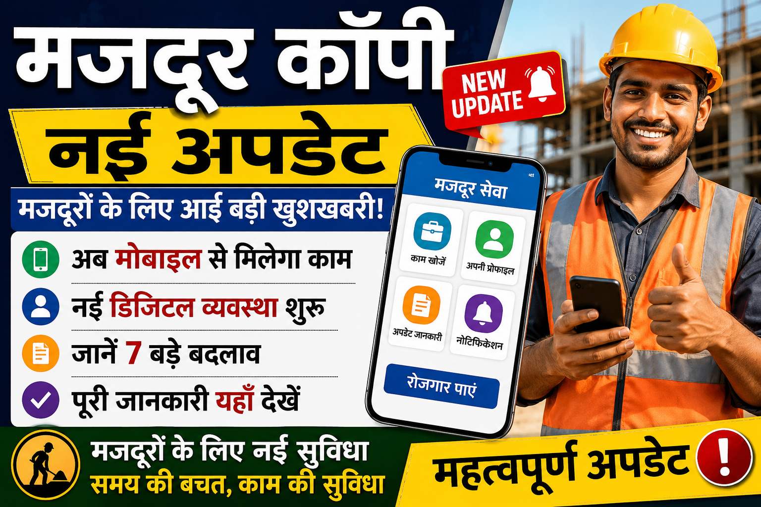 मजदूर कॉपी नई अपडेट मजदूरों के लिए नई व्यवस्था और जरूरी जानकारी।