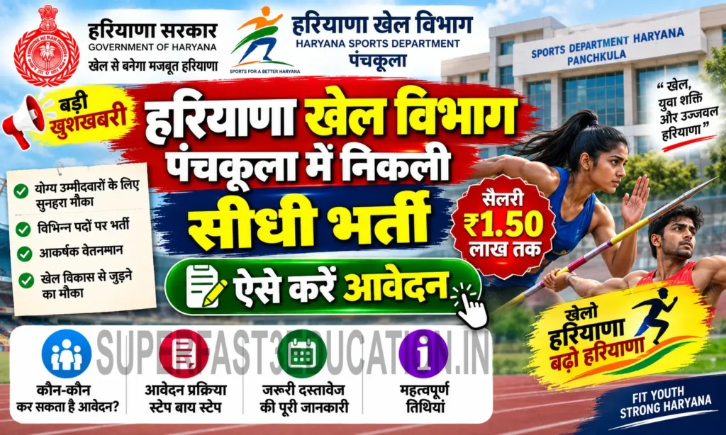 Haryana Sports Department Bharti 2026: पंचकूला में निकली भर्ती, सैलरी ₹1.5 लाख तक